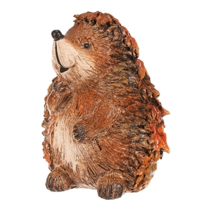 Ježek s barevnými lístky - polyresin, stojící, oranžovo-hnědý