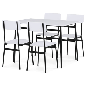 Jídelní set s 4 židlemi, 110x70x76cm, mdf, bílá, AUT-O2155 WT