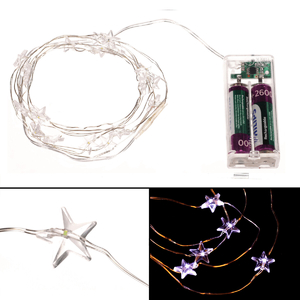 Řetěz s LED světýlky - časovač, hvězdičky, studená bílá barva, 2 m/20 LED