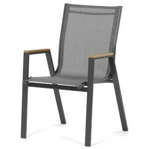 Zahradní židle, kov, síťovina, šedá, AZC-S1050 GREY