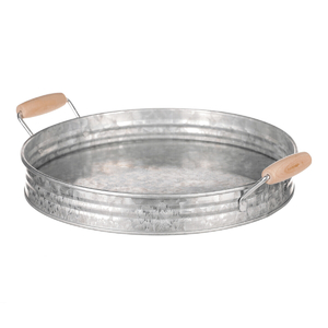 Tác kovový - tvar pánve, zinkový, barva stříbrná