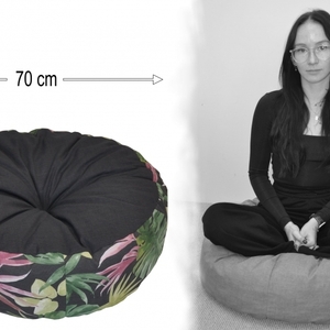 Polštář sedací průměr 70 cm - monstera