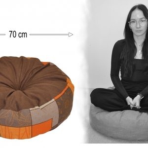 Polštář sedací průměr 70 cm - oranžové listy