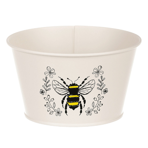 Obal kovový - motiv včelky, barva krémová