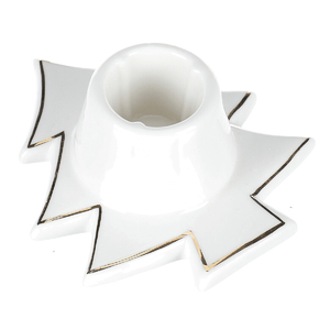 Svícen na kónickou svíčku - porcelán, tvar stromku, bílý