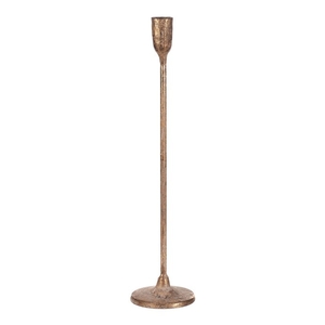 Svícen kovový, úzký na podstavci - vysoký 39 cm, zlatý