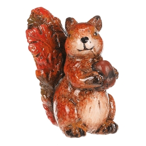 Veverka s oříškem - keramika, s barvenými lístky, oranžovo-hnědá