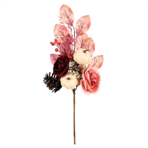 Větev umělá - květiny, dýně, šišky, bobule a listí