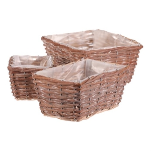 Obal proutěný - hranatý, přírodní, cena za sadu 3 ks