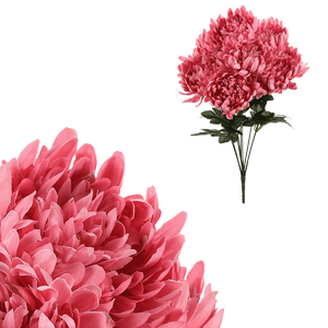 Chryzantéma - umělá kytice, 9 květů, růžová