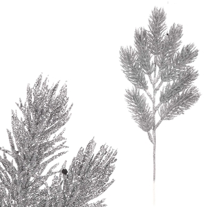 Smrk - umělá větev, barva stříbrná se třpytkami