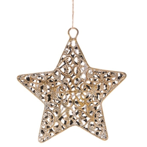Hvězda kovová - závěsná ozdoba, barva měděná