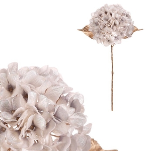 Hortenzie - umělá řezaná, bílá s pozlacením