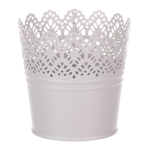 Obal kovový - kulatý, krajkový okraj, barva šedá