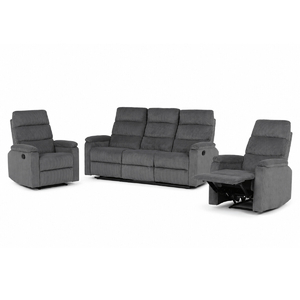 Sedací souprava, polohovací, šedá, manšestrová látka, ASD-C5981 GREY6
