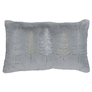Polštář s výplní - umělá kožešina, vánoční, šedý, 100% polyester, 50 x 30 cm