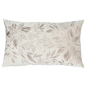 Polštář s výplní - s lístky, béžový, 100% polyester, 50 x 30 cm