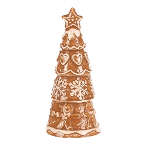 Stromek perníkový - keramika, vánoční s hvězdou, hnědý