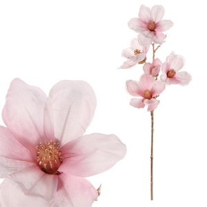 Magnolie - umělá řezaná, zlatý střed, růžová