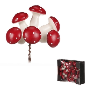 Houby na drátku - barva tmavě červená, cena za balení (30 ks)