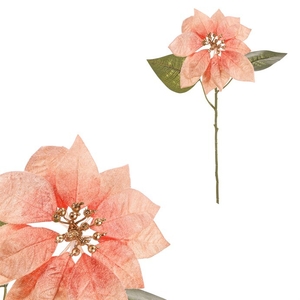 Vánoční růže - umělá řezaná květina, růžovo-zlatá