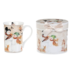Hrnek porcelánový - 320 ml, dárkové balení, sněhuláci  a veselá zvířátka