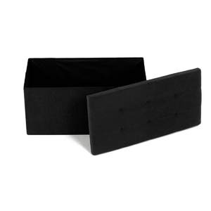 Taburet s úložným prostorem, černá, manšestrová látka, TAB-472 BK6