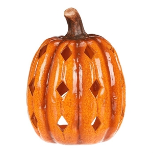 Dýně s otvory - keramika, na čaj. svíčku, žlutá