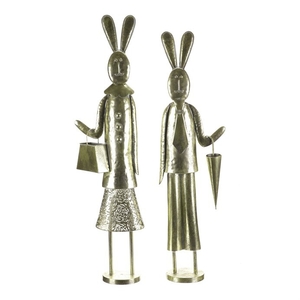 Zajíc - kovová dekorace, zlatá, mix 2, cena za 1 ks