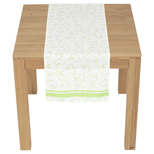 Běhoun - se zajíci, 100 % polyester, 40 x 150 cm, zeleno-bílý