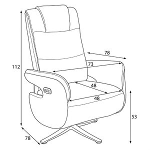 Polohovací křeslo, elektrické zabudované ovládání, šedá, látka, TV-C5590 GREY2