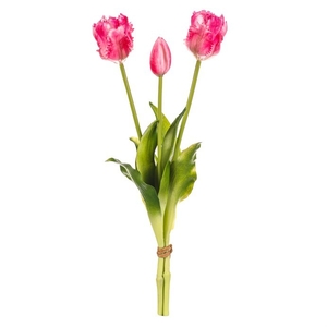 Tulipán - řezaný, měkký plast, růžový, cena za svazek 3 ks