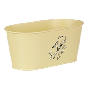 Truhlík kovový - motiv ptáčka, barva žlutá