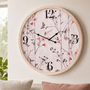 Hodiny nástěnné - pr. 58 cm, MDF, rozkvetlá louka