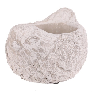 Obal na květiny - beton, ptáček, vel. M, šedo-bílý
