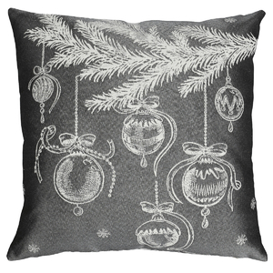 Polštář s výplní - šedý vánoční motiv, 100% polyester, 45 x 45 cm