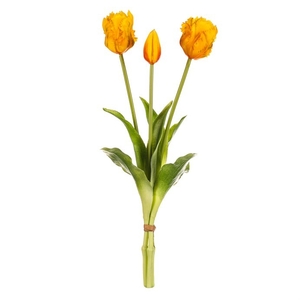 Tulipán - řezaný, měkký plast, žlutý, cena za svazek 3 ks