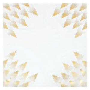 Ubrus bílý - zlaté stromky v rozích, 100% polyester, 80 x 80 cm