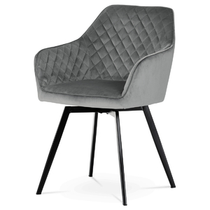 Jídelní židle otočná 180°, šedá, sametová látka, DCH-425 GREY4