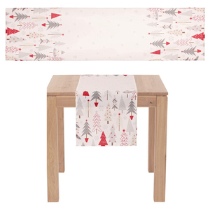 Ubrus - běhoun, vánoční stromky, 100% polyester, 40 x 150 cm