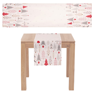 Ubrus - běhoun, vánoční stromky, 100% polyester, 40 x 150 cm