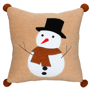 Polštář s výplní - se sněhulákem, 100% polyester, 45 x 45 cm