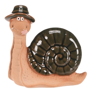 Šnek - keramická figurka, vel. S, zelená ulita