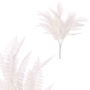 Kapradí - umělý trs, bílý se třpytkami