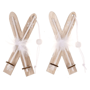 Lyže závěsné - dřevo, barva přírodní, cena za balení (2 ks)