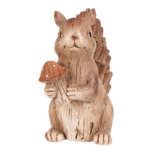 Veverka s houbou - polyresinová figurka, béžovo-hnědá