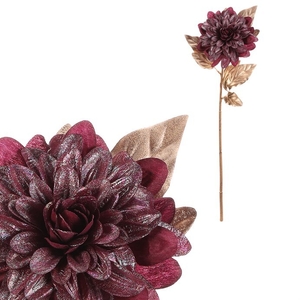 Jiřina - umělá řezaná, pozlacená, červený květ