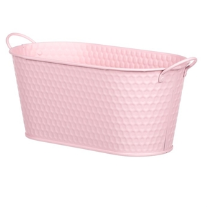 Obal kovový - truhlík, v růžové barvě