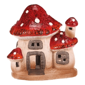 Domeček keramický - muchomůrka, dvojice, s LED osvětlením