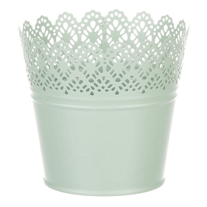 Obal kovový - kulatý, krajkový okraj, barva zelená